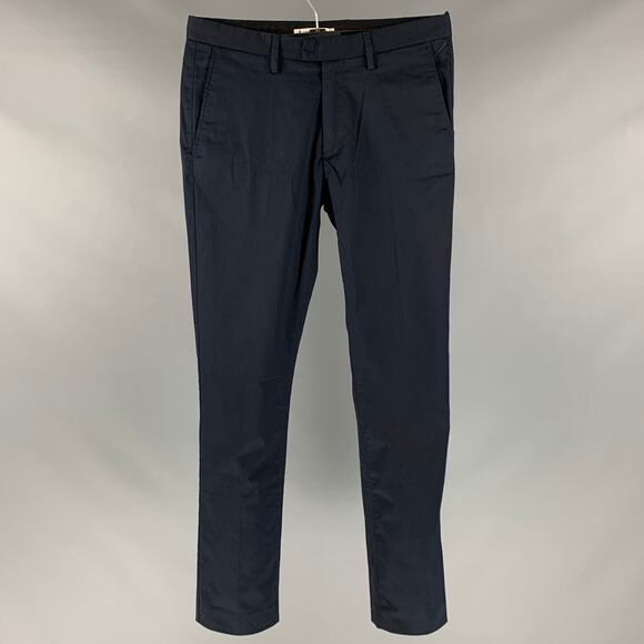 ACNE STUDIOS Size 32 Navy Cotton Elastane Flat Front Casual Pants - Picture 1 of 5
